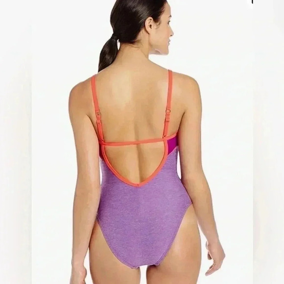 Speedo Women's Heathered Purple Clip-Back One-Piece Swimsuit Size 14 NWT - Picture 3 of 8